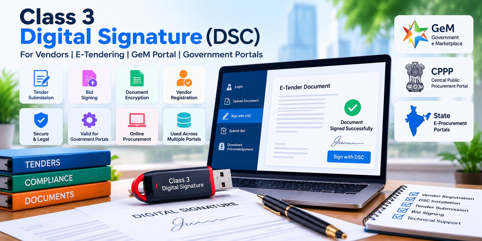 Class 3 Digital Signature USB token for e-tendering and GeM